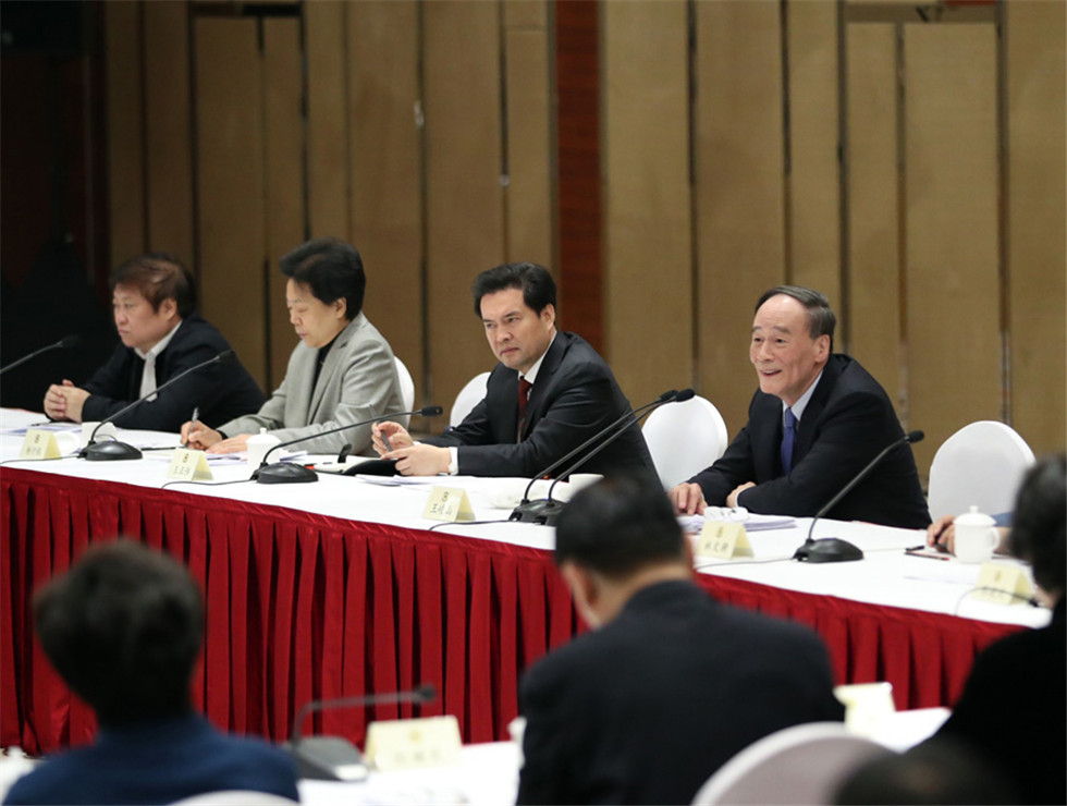 王岐山看望共青團、總工會、婦聯、青聯界委員并參加討論