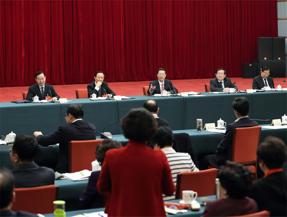 張高麗看望致公、僑聯、對外友好界委員并參加討論