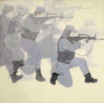 　中國畫《女兵》，作者李金朵、詹清雨。