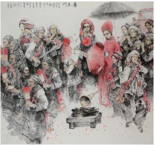 作者：李宏興 作品名稱：《喜迎門》—紙本水墨 作品尺寸：182cm×192cm 創作時間：2017 年