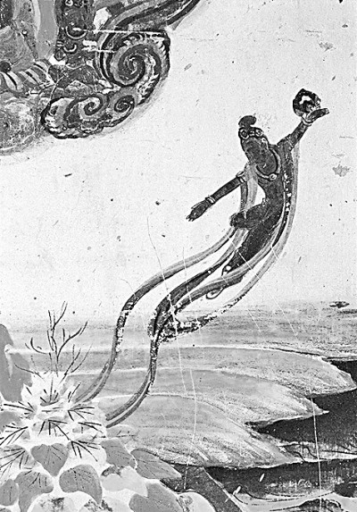 莫高窟172窟北壁觀無量壽經變右上角飛天(唐) 中信出版社供圖