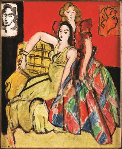 　馬蒂斯《兩位女孩，黃色裙與蘇格蘭格紋裙》