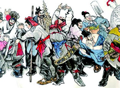 《水滸傳》“敘一百八人，人有其性情”，就是因為作者通過具體的細節描寫抓住了不同人物的性格特征。圖片選自趙成波所繪的《水滸一百零八將》。資料圖片