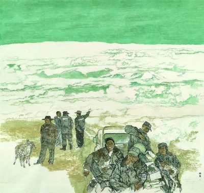 我們在可可西里——索南達杰保護站(中國畫) 趙奇