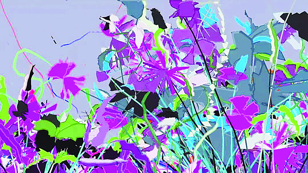 哈羅德·科恩的“AARON”繪制的《亞倫-希洪》（AARON-Gijon)，2007年，惠特尼美國藝術博物館