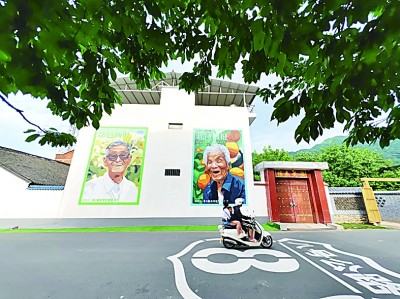 西安美院的師生在蔡家坡村繪制的壁畫。本報記者 于園媛攝/光明圖片