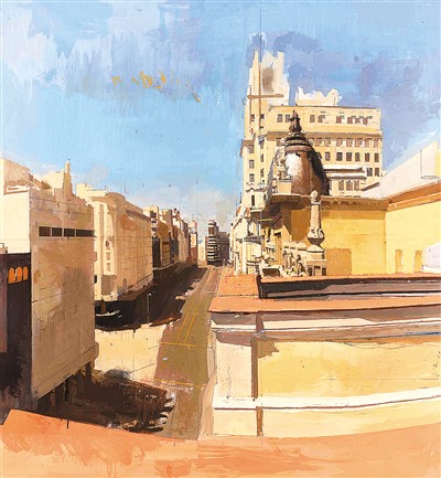 8月1日下午1點的格蘭維亞大道(布面油畫) 安東尼奧·洛佩斯·加西亞(西班牙)