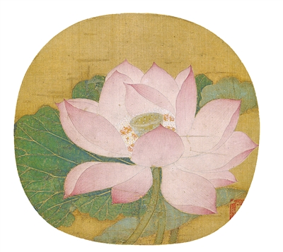 中國畫《出水芙蓉圖》，作者為南宋吳炳（傳）。  故宮博物院藏