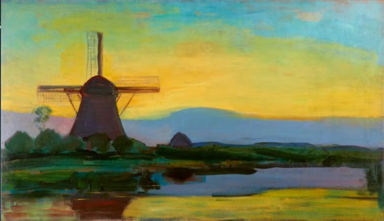 蒙德里安，《黃昏的磨坊》，約1907-1908年，布面油畫，海牙藝術博物館藏（貝耶勒基金會展品）