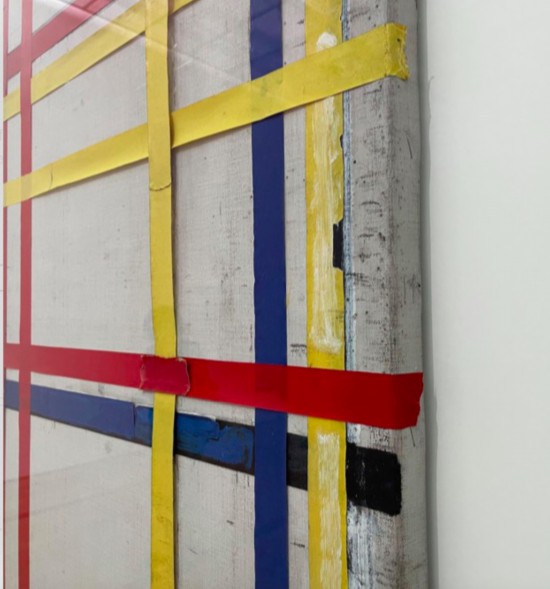 蒙德里安，《紐約城一號》（側面局部），1941年，布面油畫和紙